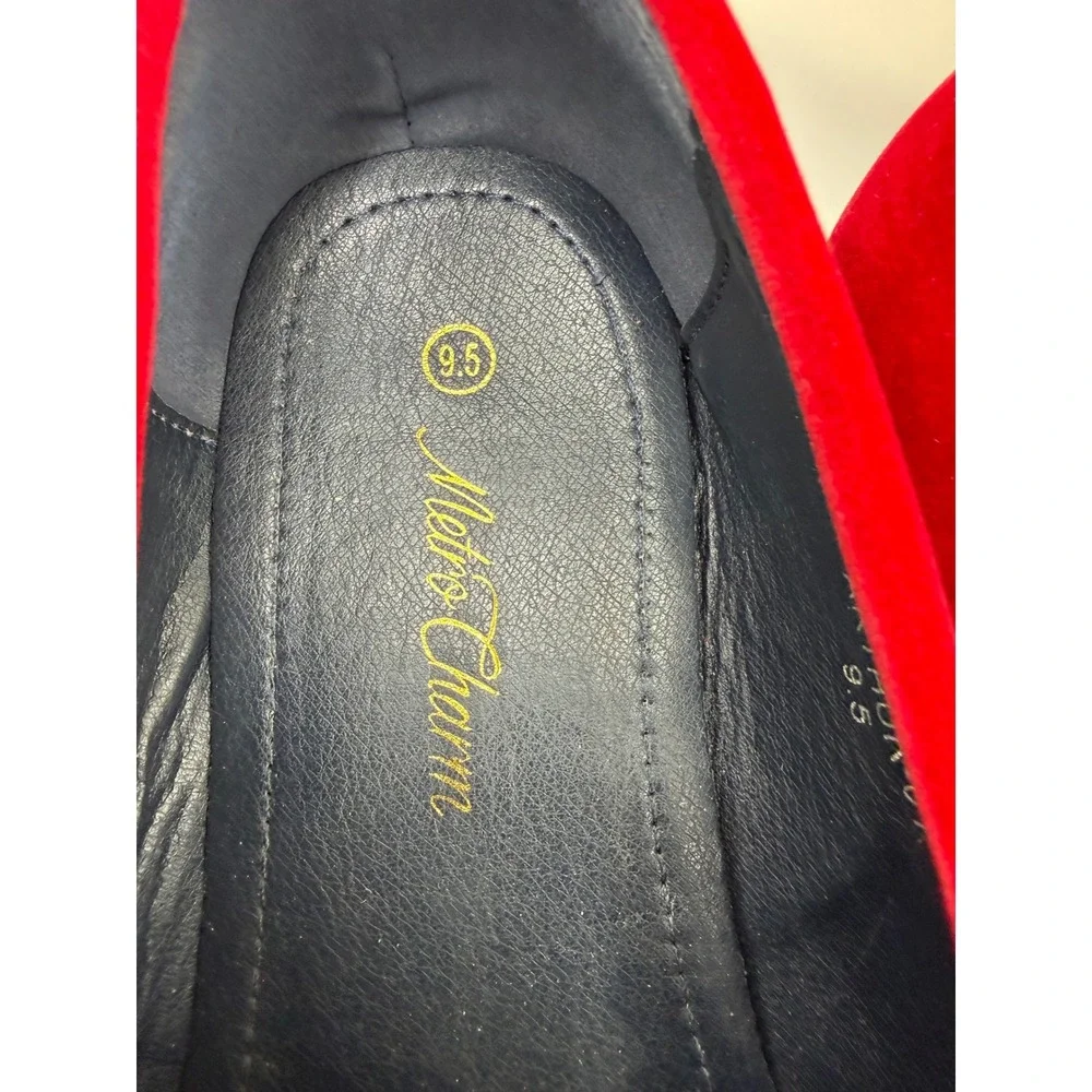 Metro Charm Mens Red Velvet Horsebit‎ Loafers Dress Shoes Size 9.5 MC-THOR-05